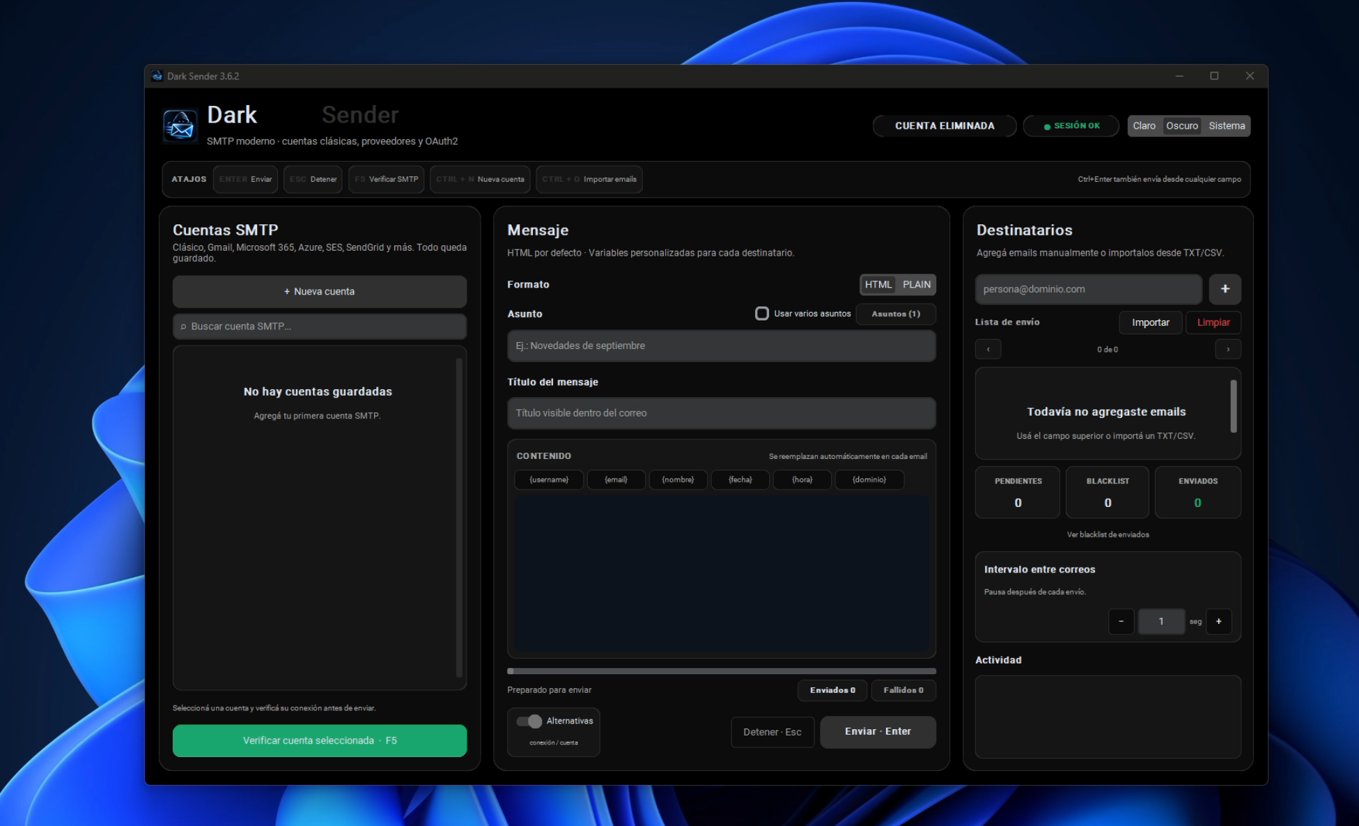 DarkSender 🚀 Envíos Masivos por SMTP