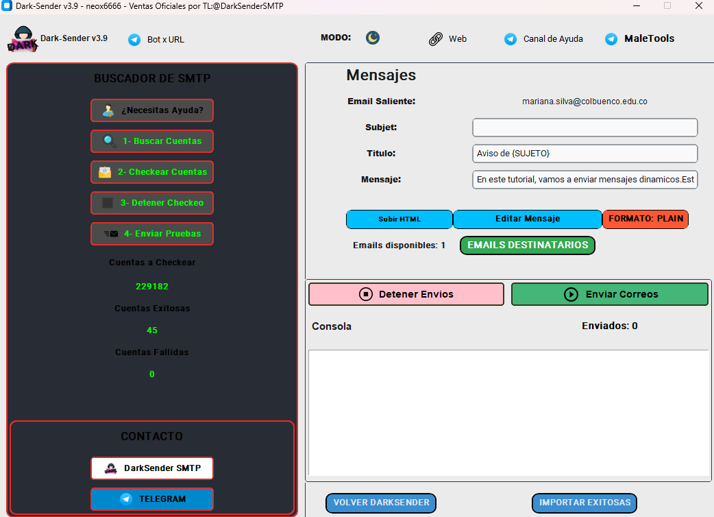 ⭐️Dark Sender - Enviador Emails Masivo⭐️